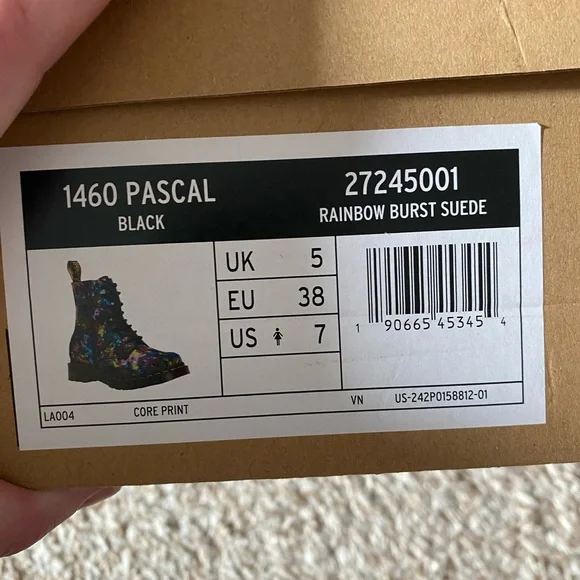 Dr. Martens Black Combat Boots with Glossy Cosmic Print